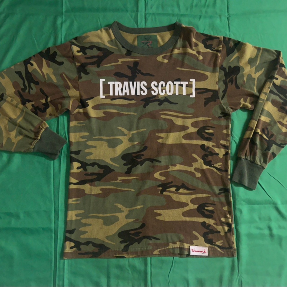Travis Scott x Diamond Supply Co. Green and Tan Camo Shirt RARE